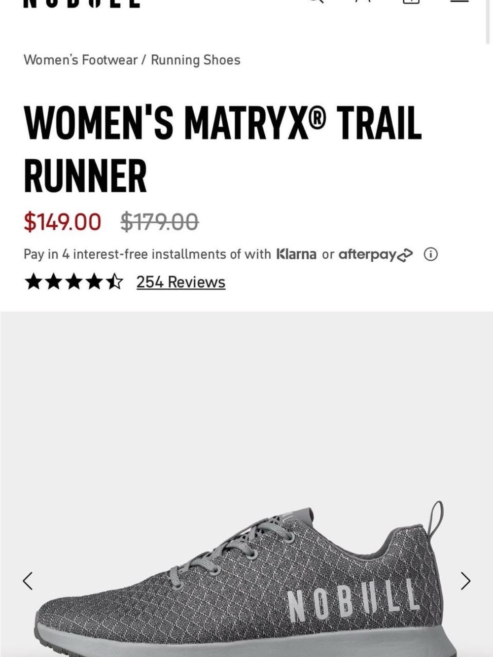 NWT NOBULL (Unisex) Matryx Trail Runner - Gray